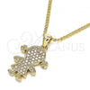 Oro Laminado Pendant Necklace, Gold Filled Style Little Girl Design, with White Micro Pave, Polished, Golden Finish, 04.156.0270.20