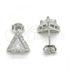 Sterling Silver Stud Earring, with White Cubic Zirconia, Polished, Rhodium Finish, 02.285.0088