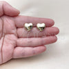 Oro Laminado Stud Earring, Gold Filled Style Heart Design, Polished, Golden Finish, 02.196.0187