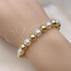 Oro Laminado Adjustable Bolo Bracelet, Gold Filled Style Ball Design, with Ivory Pearl, Polished, Golden Finish, 03.63.2217.2.12