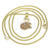 Oro Laminado Pendant Necklace, Gold Filled Style Swan Design, with Garnet Micro Pave, Polished, Golden Finish, 04.344.0018.1.20