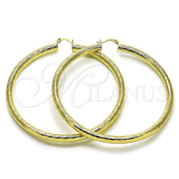 Oro Laminado Extra Large Hoop, Gold Filled Style Hollow Design, Polished, Golden Finish, 02.213.0754.80