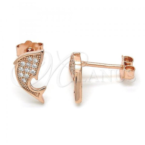 Sterling Silver Stud Earring, with White Micro Pave, Polished, Rose Gold Finish, 02.174.0075.1