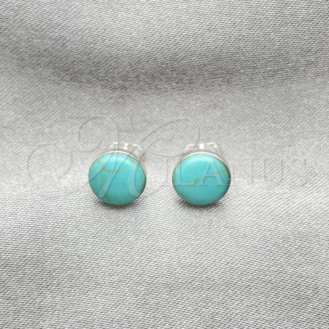 Sterling Silver Stud Earring, Ball Design, with Light Turquoise Opal, Polished, Silver Finish, 02.410.0001.4