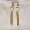 Oro Laminado Long Earring, Gold Filled Style Baguette Design, with White Cubic Zirconia, Polished, Golden Finish, 02.268.0116