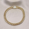 Oro Laminado Fancy Anklet, Gold Filled Style Miami Cuban Design, with White Micro Pave, Polished, Golden Finish, 03.253.0098.09
