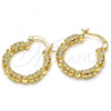 Oro Laminado Small Hoop, Gold Filled Style Flower Design, Polished, Golden Finish, 02.261.0066.20