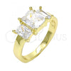 Oro Laminado Multi Stone Ring, Gold Filled Style with White Cubic Zirconia, Polished, Golden Finish, 01.99.0089.08 (Size 8)