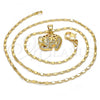 Oro Laminado Pendant Necklace, Gold Filled Style Elephant Design, with White Micro Pave, Polished, Golden Finish, 04.233.0008.18