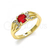 Oro Laminado Multi Stone Ring, Gold Filled Style with Garnet and White Cubic Zirconia, Polished, Golden Finish, 01.284.0052.1.06