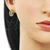 Oro Laminado Stud Earring, Gold Filled Style San Judas Design, with White Cubic Zirconia, Polished, Golden Finish, 02.156.0706