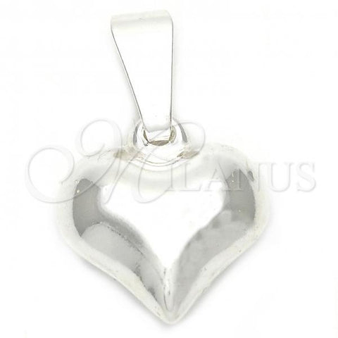 Sterling Silver Fancy Pendant, and Heart Polished, Silver Finish, 05.16.0212