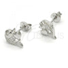 Sterling Silver Stud Earring, Dolphin and Heart Design, with White Cubic Zirconia, Polished,, 02.285.0039