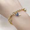 Oro Laminado Charm Bracelet, Gold Filled Style Heart Design, Black Enamel Finish, Golden Finish, 03.213.0320.07