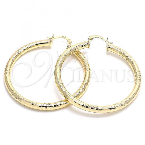 Oro Laminado Large Hoop, Gold Filled Style Hollow Design, Polished, Golden Finish, 02.170.0262.50