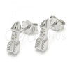 Sterling Silver Stud Earring, with White Cubic Zirconia, Polished, Rhodium Finish, 02.336.0071