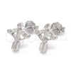 Sterling Silver Stud Earring, with White Cubic Zirconia, Polished, Rhodium Finish, 02.336.0047
