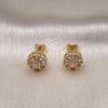 Oro Laminado Stud Earring, Gold Filled Style Baguette Design, with White Cubic Zirconia, Polished, Golden Finish, 02.342.0301