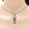 Oro Laminado Religious Pendant, Gold Filled Style Guadalupe Design, with White Cubic Zirconia, Polished, Tricolor, 05.210.0012