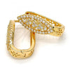 Oro Laminado Huggie Hoop, Gold Filled Style Heart Design, with White Micro Pave, Polished, Golden Finish, 02.217.0037.15