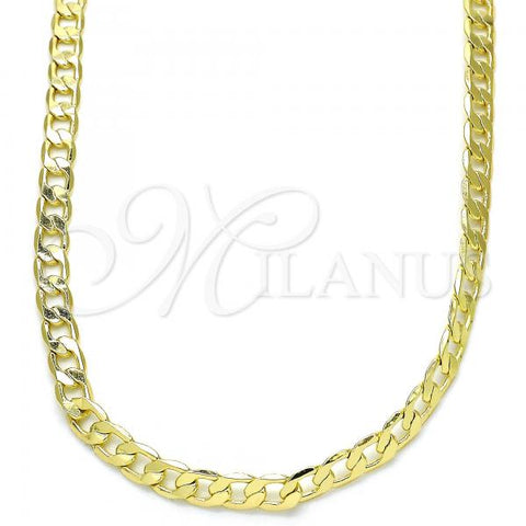 Oro Laminado Basic Necklace, Gold Filled Style Curb Design, Polished, Golden Finish, 04.213.0108.22
