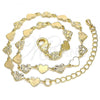 Oro Laminado Fancy Anklet, Gold Filled Style Heart Design, Polished, Golden Finish, 03.145.0010.10