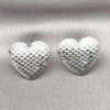 Rhodium Plated Stud Earring, Heart and Hollow Design, Polished, Rhodium Finish, 02.411.0036.1