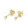 Oro Laminado Stud Earring, Gold Filled Style with White Cubic Zirconia, Polished, Golden Finish, 02.63.2659