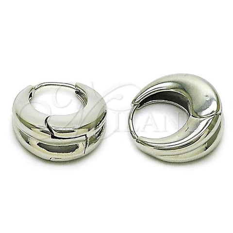 Rhodium Plated Huggie Hoop, Polished, Rhodium Finish, 02.195.0308.1.18