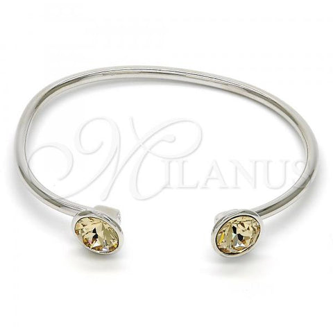Rhodium Plated Individual Bangle, with Light Silk Swarovski Crystals, Polished, Rhodium Finish, 07.239.0007.10 (03 MM Thickness, One size fits all)