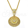 Oro Laminado Religious Pendant, Gold Filled Style Heart Design, Polished, Golden Finish, 05.120.0088