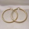 Oro Laminado Extra Large Hoop, Gold Filled Style Hollow Design, Diamond Cutting Finish, Golden Finish, 5.139.008.70