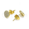 Oro Laminado Stud Earring, Gold Filled Style with White Micro Pave, Polished, Golden Finish, 02.344.0106