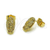 Oro Laminado Stud Earring, Gold Filled Style Guadalupe Design, Polished, Golden Finish, 02.60.0168