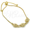 Oro Laminado Adjustable Bolo Bracelet, Gold Filled Style Flower Design, Polished, Golden Finish, 03.63.1894.11