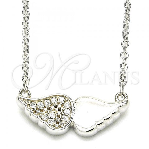 Sterling Silver Pendant Necklace, with White Cubic Zirconia, Polished, Rhodium Finish, 04.336.0080.16