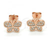 Sterling Silver Stud Earring, Butterfly Design, with White Micro Pave, Polished, Rose Gold Finish, 02.174.0087.1