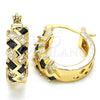 Oro Laminado Small Hoop, Gold Filled Style with Black and White Cubic Zirconia, Polished, Golden Finish, 02.210.0296.3.15