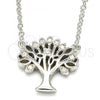 Sterling Silver Pendant Necklace, Tree Design, with White Cubic Zirconia, Polished, Rhodium Finish, 04.336.0083.16