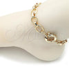 Oro Laminado Fancy Anklet, Gold Filled Style Rolo and Twist Design, Polished, Golden Finish, 03.415.0007.10