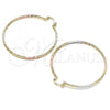 Oro Laminado Large Hoop, Gold Filled Style Pink Diamond Cutting Finish, Tricolor, 02.170.0295.50