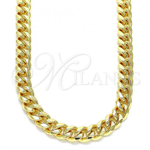 Oro Laminado Basic Necklace, Gold Filled Style Miami Cuban Design, Polished, Golden Finish, 5.223.010.22