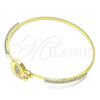 Oro Laminado Individual Bangle, Gold Filled Style Evil Eye Design, with White Micro Pave and White Crystal, Polished, Golden Finish, 07.193.0038.04