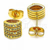 Oro Laminado Stud Earring, Gold Filled Style with White Cubic Zirconia, Polished, Golden Finish, 02.344.0027