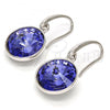 Rhodium Plated Dangle Earring, with Tanzanite Swarovski Crystals, Polished, Rhodium Finish, 02.239.0001.7