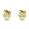 Oro Laminado Stud Earring, Gold Filled Style Diamond Cutting Finish, Golden Finish, 02.100.0055.2