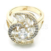 Oro Laminado Multi Stone Ring, Gold Filled Style with White Cubic Zirconia, Polished, Golden Finish, 01.210.0107.08 (Size 8)