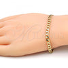 Oro Laminado Basic Bracelet, Gold Filled Style Curb Design, Polished, Golden Finish, 5.222.005.07