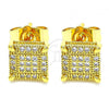 Oro Laminado Stud Earring, Gold Filled Style with White Cubic Zirconia, Polished, Golden Finish, 02.344.0048
