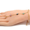 Oro Laminado Fancy Bracelet, Gold Filled Style Evil Eye and Rolo Design, Multicolor Enamel Finish, Golden Finish, 03.60.0144.1.08